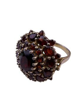 Vintage Womens Red Garnet Sterling Silver 925 Cluster Ring Jewelry Sz 8